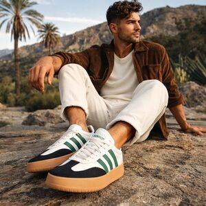 Adidas Barreda Sneakers Men 10.5 White Green Gum Sole New